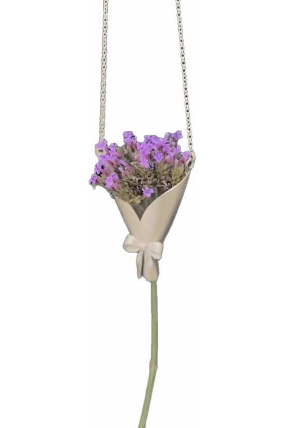 3 Pcs Wearable Vase Necklace for Women, Artful Flower Bouquet Pendant Chain to Insert Real or Dried Blooms, Minimalist DIY Jewelry Gift Set