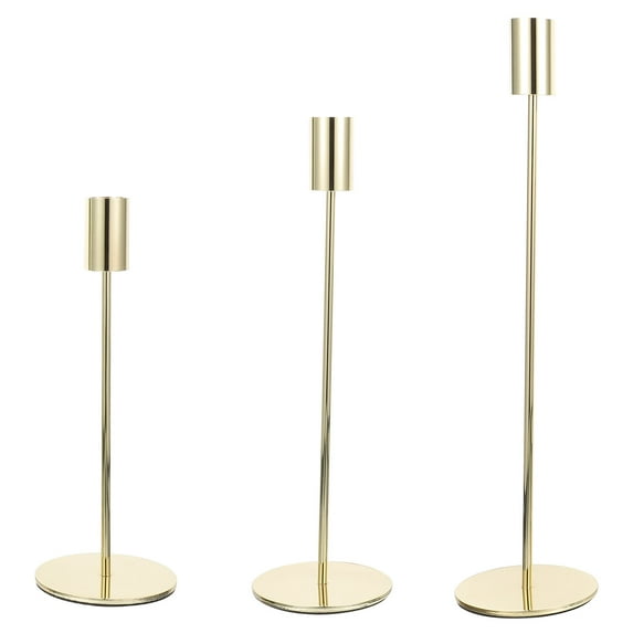 3 Pcs Wedding Aisle Decor Tapered Candlestick Holders Candelabra Stand Golden