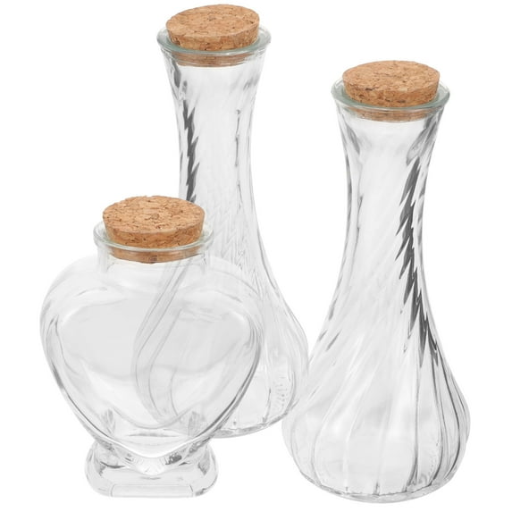FUEENIRVA Multifunctional Transparent Glass Wishing Bottles for Home Decor 3Pcs