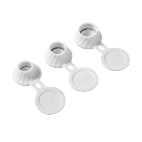3 Pcs White Bottle Cap Kit for Upside Down Dispenser, Shampoo Lotion Flipping Set with 0.7 0.9 1.1 Inch Adapter Transfer Connector for Inverted Kitchen Condiments and Personal Care Bottles