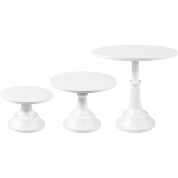 3 Pcs White Cake Stand, Dessert Display Table with Base 8" 10" 12" Metal Dessert Stand, Cupcake Display Plate for Birthday, Wedding, Party Decorations