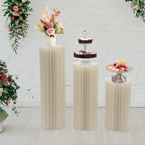3 Pcs White Cardboard Column Stands, Wedding Centerpiece Display Risers, Dessert Table Cylinder Pedestals for Party Decor, Cupcake Tower, Gift Box Stand