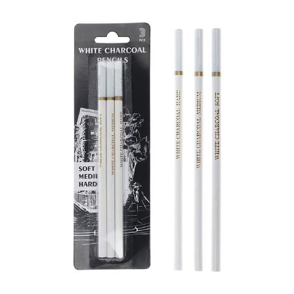 3 Pcs White Charcoal Pencils Professional Hight Quality Sketch Highlight White Charcoal Pencils for Artist Drawing