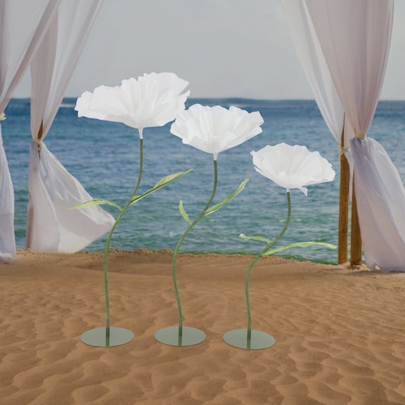 3 Pcs White Color Artificial Flower Decoration, Artificial Corn Poppy Flower for Wedding Decoration, Birthday Party Banquet Background Artificial Flower Arrangements