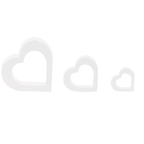 3 Pcs White Plastic Heart Centerpiece Heart Shape Sign For Table Fireplace White Home Decor
