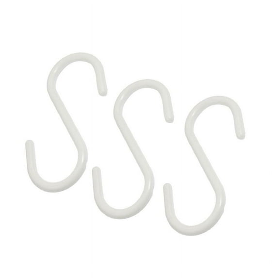 3 Pcs White Plastic S Shaped Hanging Hooks Scarf Apparel Hangers y11979