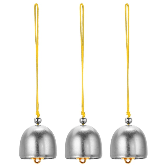 3 Pcs Wind Chime, Hanging Bells Temple Bells Retro Outdoor Hanging Metal Chinese Wind Chime, Silver Yellow