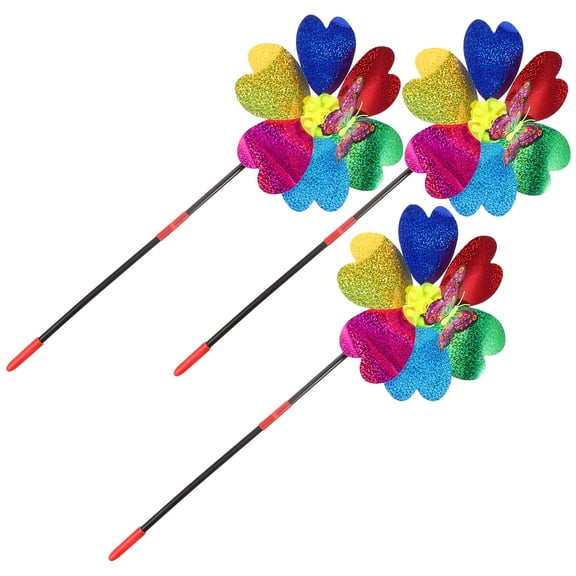 3 Pcs Wind Spinner Children's Outdoor Activity Toys Hand-held Windmill