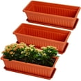 thumbnail image 1 of 3 Pcs Window Box Flower Pots with Saucer, 15 Inches Plastic Rectangular Planters,for Windowsill,Patio, Garden, Home Decor, Porch (Brick Red), 1 of 7