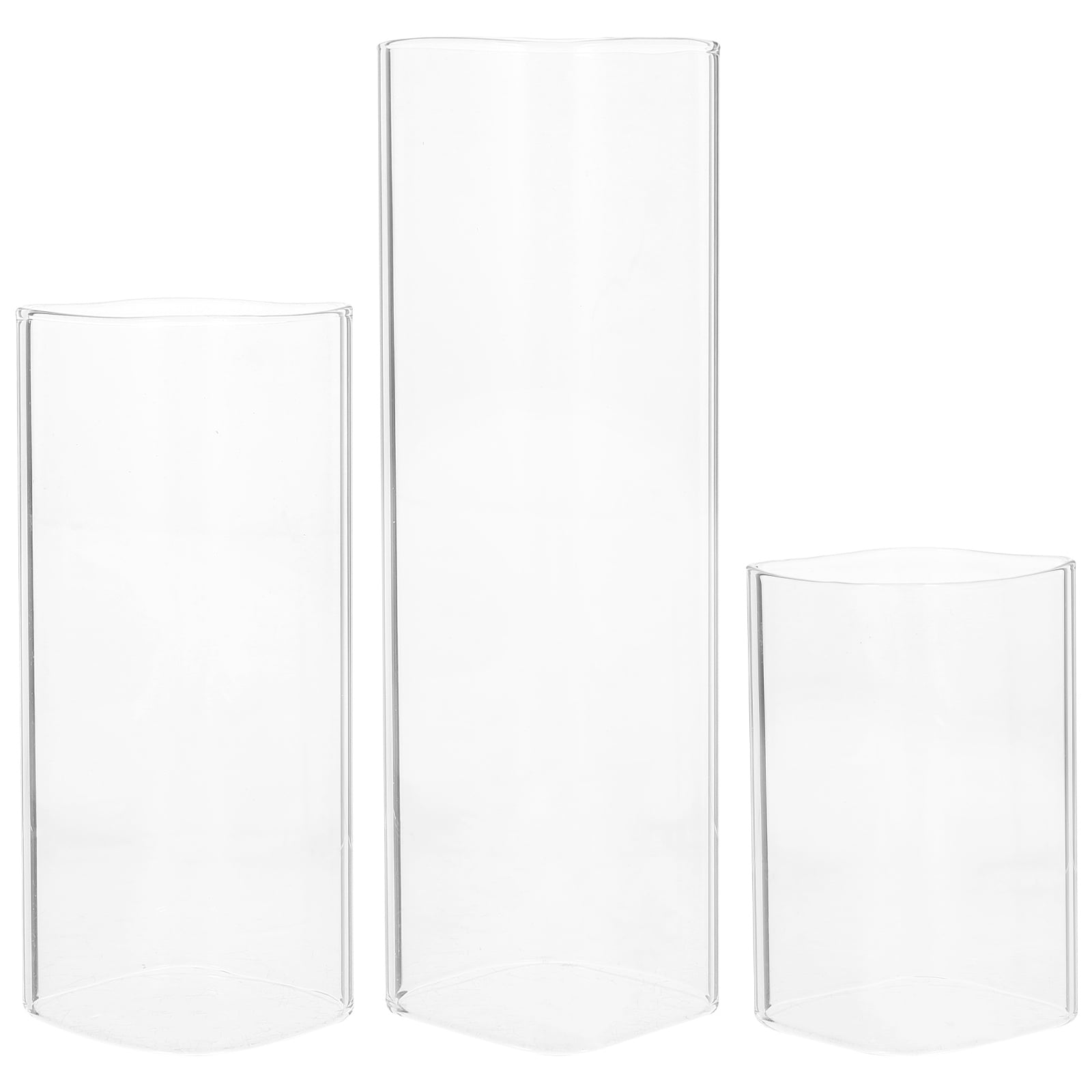 3 Pcs Windproof Glass Candle Holder Clear Candles Candlestick Home