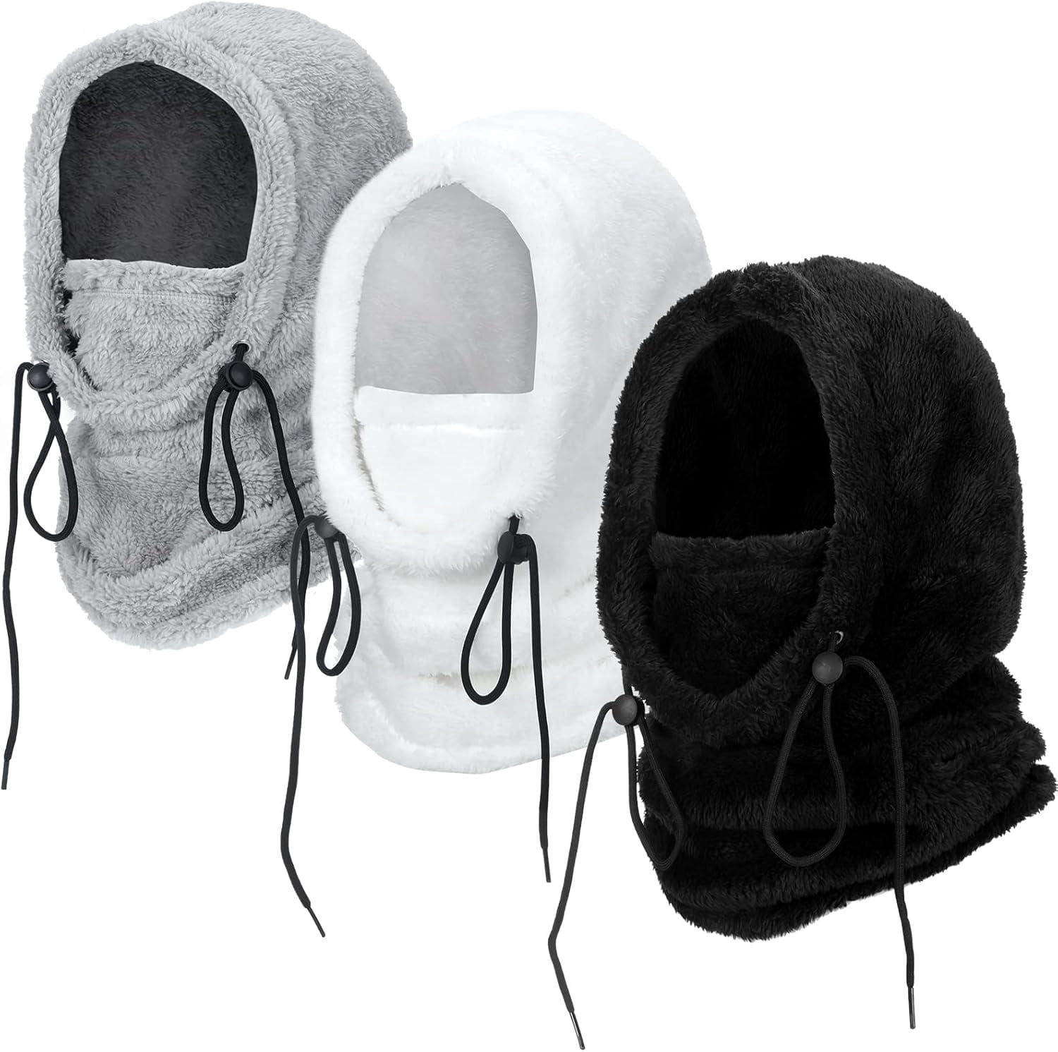 3 Pcs Winter Balaclava Face Mask for Women Men Ski Mask Flannel Hood Warm Face Cover Hat Scarf Wind Resistant Beanie