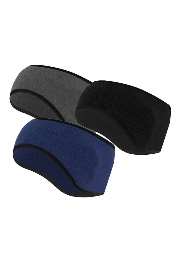 3 Pcs Winter Warmer Headband Breathable Windproof Sweatband Fleece Ear Cover Warmer Outdoor Sports Cycling Running Elastic Headwear