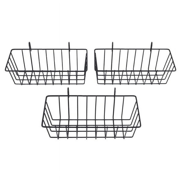 3 Pcs Wire Baskets,Wall Grid Panel Hanging Basket,Wall Storage and Display Basket for Cabinet & Pantry Organization