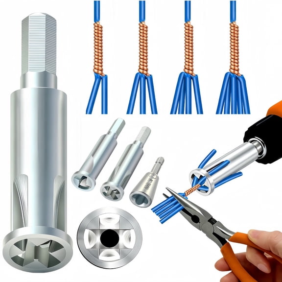 3 Pcs Wire Twister Tool for Drill, Wire Nut Twister Wire Stripper Tool Connector Driver with 1/4" Chuck Cable Quick Stripping Electricians Tools