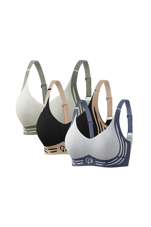 3 Pcs Wireless Bras for Women Standard Back Bra Wireless Back Closure Bra High Support Sports Bra Back Support Bra Cross Back Sports Bra Soft Cup Underwire T-shirt Bras Lightly Padded Bras for Women