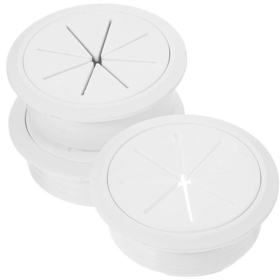 3 pcs Round Cable Hole Plugs Plastic Cord Covers for Desktop Wire Management