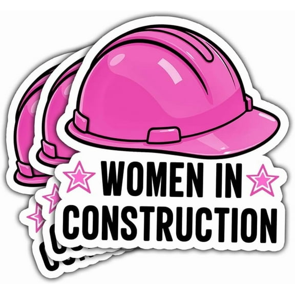 3 Pcs Women in Construction Sticker, Female Construction Worker Sticker for Engineers, Builders, Architects, Feminist Gift, Durable Waterproof Vinyl Sticker for Laptop, Water Bottle, Toolbox