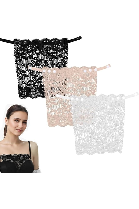 3 Pcs Women Lace Modesty Panels For Low Cut Tops Dresses Clip-On Inserts Mock Camisole Bra Insert Overlay