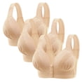 thumbnail image 1 of 3 Pcs Women's Tank Top Bras Wireless Front Closure Lace Comfort Push up Minimizer Bra Breathable Full Coverage Supportive Bralette, Beige, 1 of 7