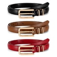 thumbnail image 1 of 3 Pcs Womens Leather Thin Belts Fashion Skinny Belt for Jeans Dresses, 1 of 11