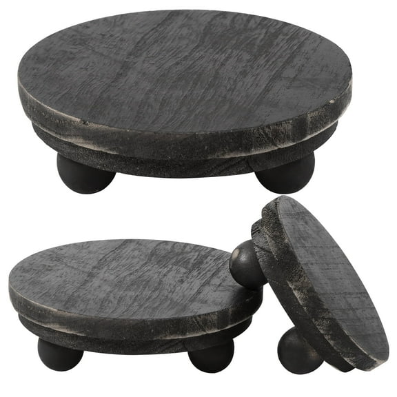 3 Pcs Wood Plant Stand Indoor Outdoor, Round Wood Riser for Decor 3/4/5" Wooden Stool Display Stand Flower Pot Holder Small Planter Tray Modern Potter Decorative for Desktop Counter Room