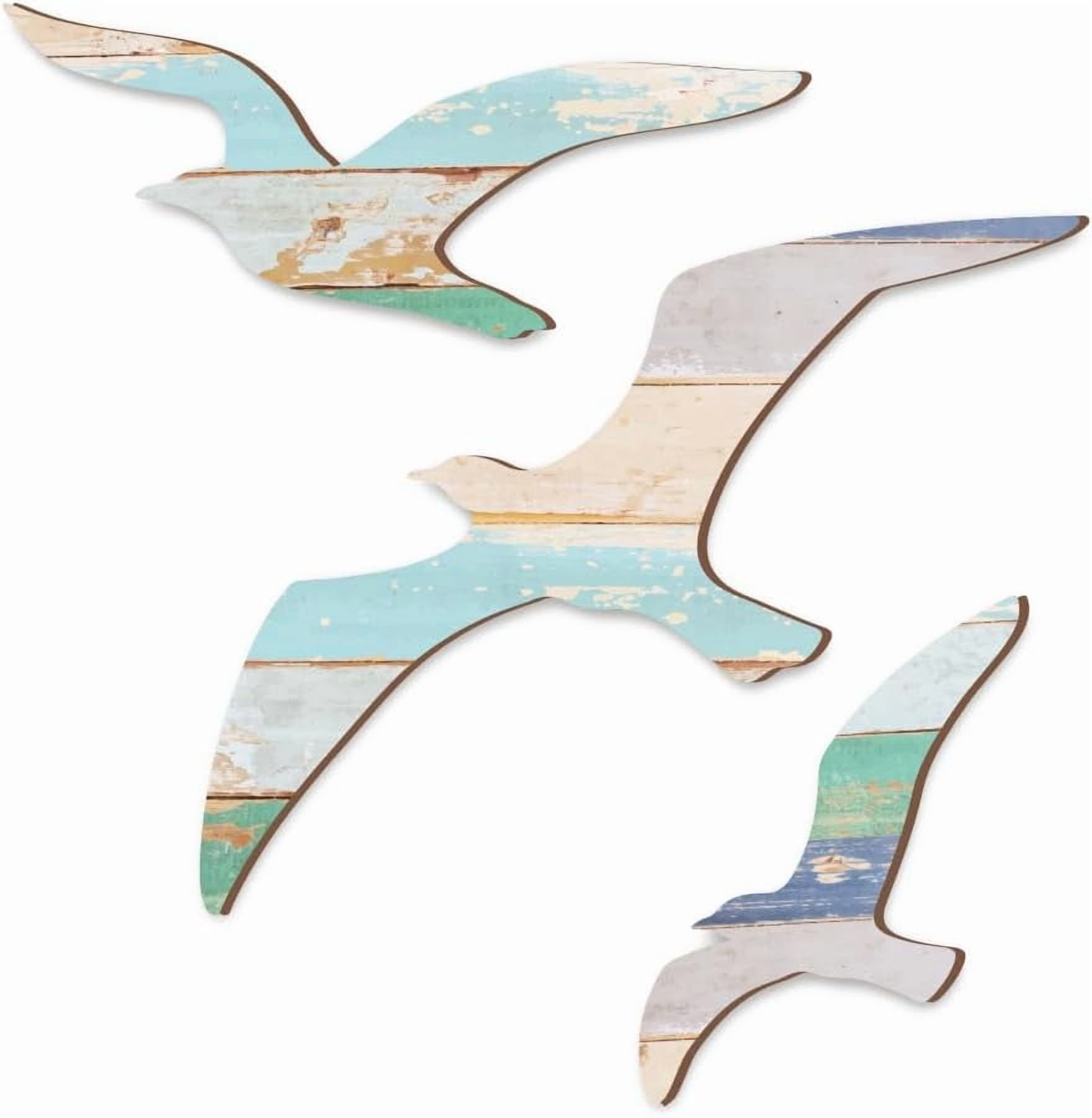 3 Pcs Wood Seagull Wall Art Sea Bird Decoration Ocean Beach Wall Decor ...