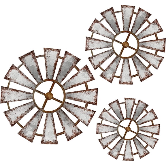 3 Pcs Wood Windmill Wall Decor Farmhouse Hanging Decoration Wooden Windmill Kitchen Decor Rustic Decor Living Room Sculpture Art for Bedroom Nursery Home Decor(Farmhouse)