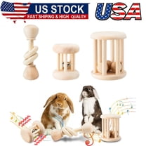 3 Pcs Wooden Bunny Toys - Safe Rabbit & Guinea Pigs Teeth Grinding Toys