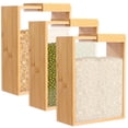 thumbnail image 1 of Cereal Container Set, 3 Pcs Dry Food Storage Container with Slide Lid, Wooden Cereal Dispenser Kitchen Pantry Storage Container, Cereal Boxes for Rice, Pasta, Sugar, 1 of 6