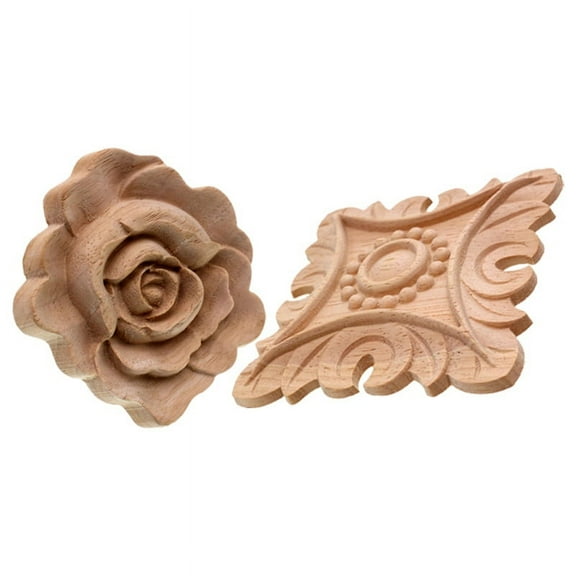 3 Pcs Wooden Decal : 2 Pcs Appliques Vintage Nautical Decor Cabinet Door Solid Decals & 1 Pcs Wood Carved Corner Background Wall Cabinet Door Decor Decoration