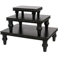3 Pcs Wooden Display Riser, Cupcake Dessert Display Riser, Black Rustic