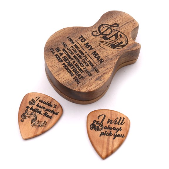 3 Pcs Wooden Guitar Pick Holder and Picks Waterproof Guitar Picks Storage Box