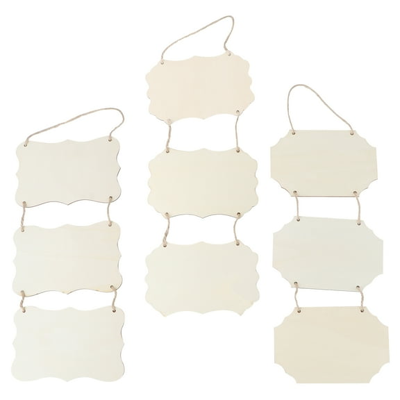 3 Pcs Wooden Pendant Blank Wood Plague DIY Painting Wood Plaque Hanging Wood Sign