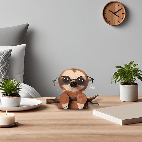 3 Pcs Wooden Spectacle Eye Glasses Holder, Cute Creative Animal Glasses Holder, Handmade Wood Carved Animal Eyeglass Holder Display Stand, Christmas Decor Gift, Pine Wood, Sloth Corgi Fox