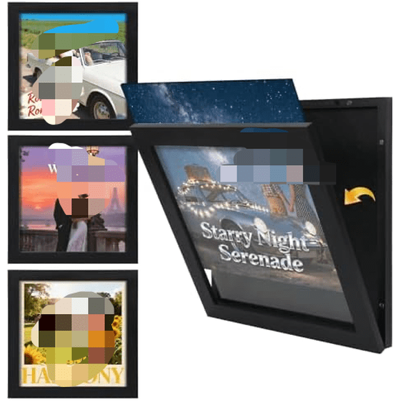 3 Pcs Wooden Vinyl Record Frame, Front Opening Album Frames for Records Display, Record Holder for The Wall for 12 x 12 Inches LP Vinyl Record, Frame Display for Home$$Home Decor, Kitchen, & Other