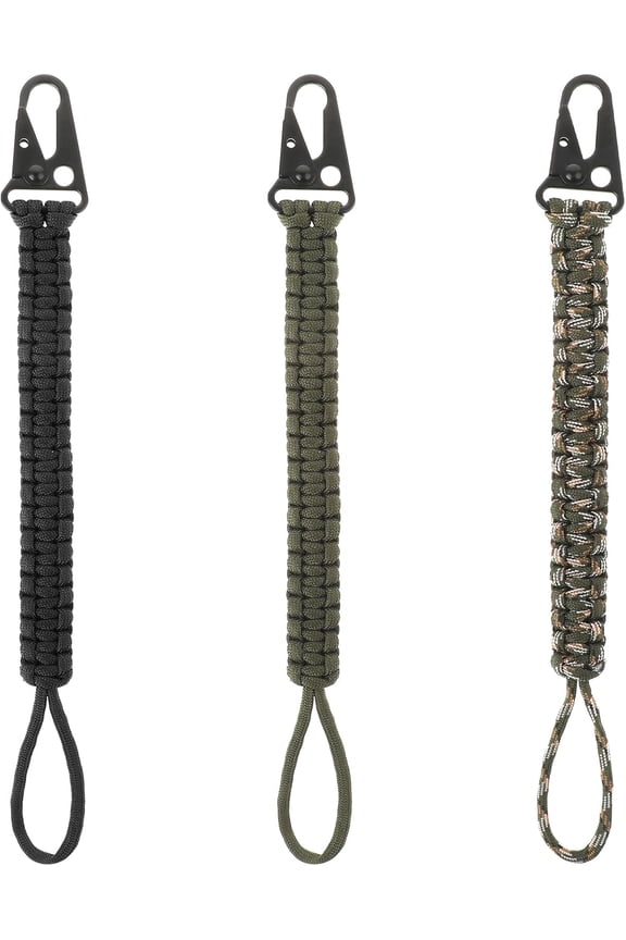 3 Pcs Woven Paracord Keychain Heavy Duty Braided Lanyard Lanyard Wallet Accessories for Men Women Outdoor Activities Camping Fishing Hunting Camera Keys