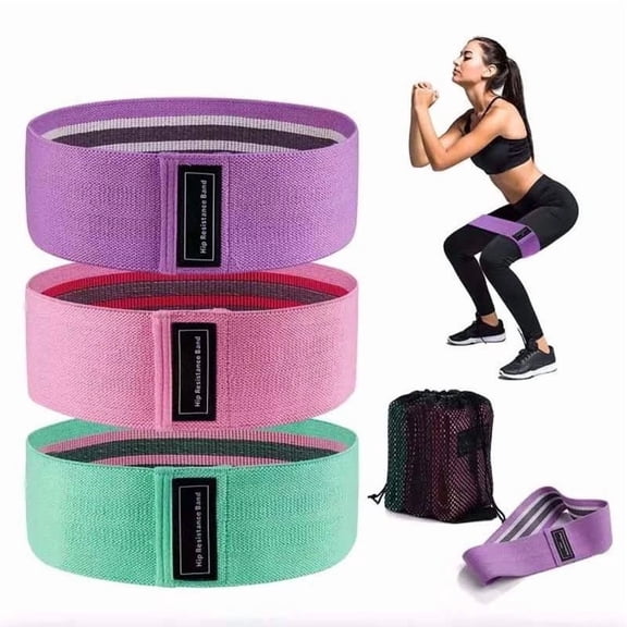 3 Pcs Woven Resistance Bands for Legs Butt HIPS - 3-Level Exercise Bands with Non-Slip, Perfect for Home Gym, Yoga, Pilates