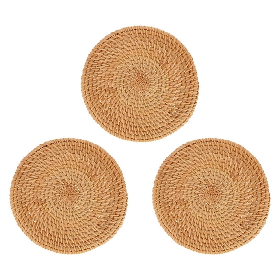 ifundom Brown Rattan Woven Placemats Set for Dining Table, Stylish Design, and Easy to Clean Home Table Mats