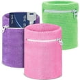 thumbnail image 1 of 3 Pcs Wrist Wallet with Zippered,Bexikou Sport Sweat Wristbands, Wrist Sweat Bands for Men and Ladies, Sweatband Wrist for Tennis, Basketball, Running, Fitness and Other Outdoor Sports, 1 of 7