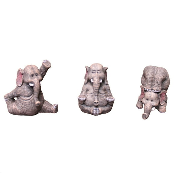 3 Pcs Yoga Elephant Figurine Resin 3D Craft Sculpture for Family Friend