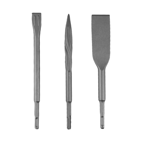 3 Pcs for SDS-PLUS Chisel Set for Rotary Hammer Drill, Steel Flat Point for TILE Removal Bits for Concrete Stone Brick Demolition, 250mm