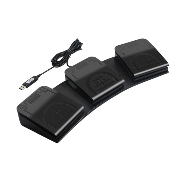 3-Pedal USB Foot Controller with Ergonomic Design, Multimedia & Factory Machine Operations Macros