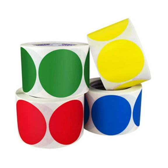 3" Permanent Color-Code Round Circle Inventory Labels: 500/Roll