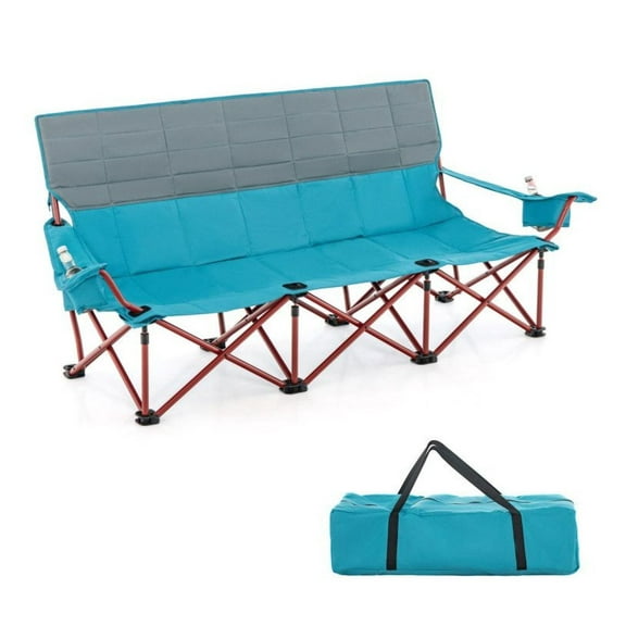 3 Person Camping Chair with Cup Holders - Heavy Duty Folding Chair for Outdoors, 990lbs Capacity, Cotton Padded, Portable with Carry Bag