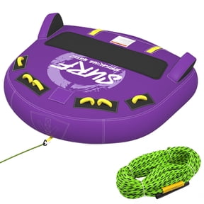 3-Person Deck Towable Tubes for Boating with Winged Side Bolsters and Towable Rope, Padded Bolster Guard Handles & Quick-Connect Tow Point
