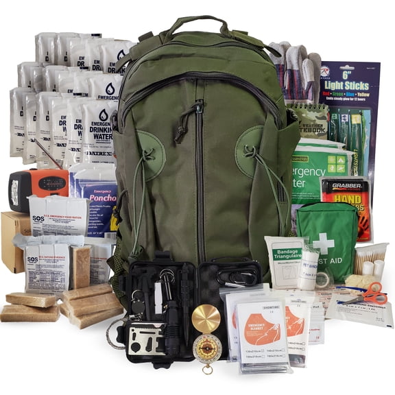 3 Person Emergency Kit / Survival Backpack for 72 Hours for Natural Disasters, Hurricanes, Emergency or Bug Out Situations – Olive Drab