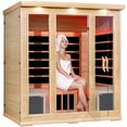 thumbnail image 1 of 40A Cord 3 Person Far Infrared Sauna for Home Spa, Low EMF Wooden Dry Sauna Room with Bluetooth Speakers, LCD Control Panel, Tempered Glass Door, 7 Colors Lighting, 74.76"x67.68"x51.24", 1 of 9