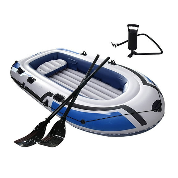 BN-LINK 3-Person Inflatable Boat Series with Seats, Inflatable Raft with a Pair of Deluxe Oars, High-Output Pump, Detachable Fishing Rod Holders, Fishing Boat for Ponds, Lakes, Rivers