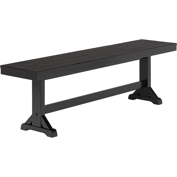 3 Person Modern Farmhouse Wood Armless Kitchen Dining Bench, 60 Inch, Black