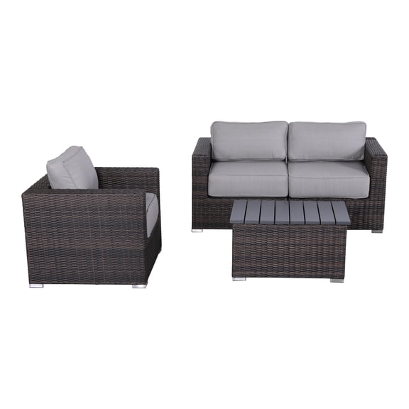 3-Person Outdoor Seating Set with Cushions – Fully Assembled